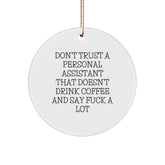 Funny Personal Assistant Gifts from Friends, Christmas Unique Circle Ornaments for Personal Assistants, Don't Trust a Personal Assistant - Image 1